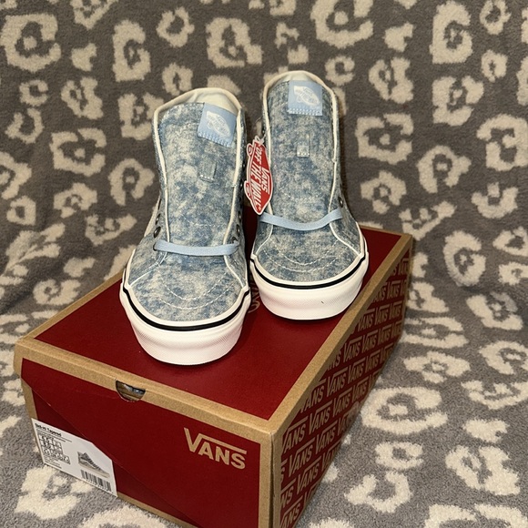New 🆕 Vans SK8-Hi Tapered Canvas (Denim Destroy Winter Sky Blue Marshmallow) - Picture 3 of 17